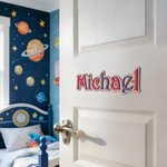 Personalised Safari Space Daisy Design Wooden Toy Box Door Sign with Name Nursery Wall Decor Birthday Gift for Kids