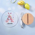 Personalized Pink Rabbit Easter Egg 3D Initial LED Night Light with Name and Wooden Base Room Decor Birthday Easter Party Favor Gift for Kids
