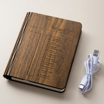 Personalised Engraved Cross Bible Verse Wooden LED Book Lamp with Name Home Decor Baptism Birthday Gift for Family Friend Christian
