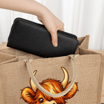 Gepersonaliseerde Leuke Hoogland Koe Jute Draagtas met Naam Verjaardagscadeau voor Highland Koe Liefhebber