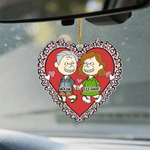 Personalized Romantic Cartoon Couple Acrylic Ornament with Name Car Decor Valentine's Day Anniversary Gift for Couples