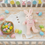 Gepersonaliseerd schattig T-shirt Bunny Pluche Paashaas knuffel met initiaal en naam Paascadeau voor pasgeborenen Kinderen