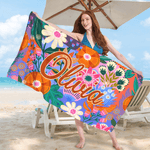 Serviette de plage personnalisée en microfibre à séchage rapide avec nom Cadeau d'anniversaire pour les femmes et les amis