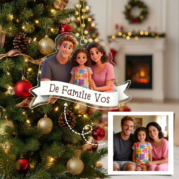 Gepersonaliseerd Figuur Foto Acryl Kerstornament met Tekst Woondecoratie Kerstcadeau voor Familie en Vrienden
