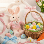 Gepersonaliseerd schattig T-shirt Bunny Pluche Paashaas knuffel met initiaal en naam Paascadeau voor pasgeborenen Kinderen