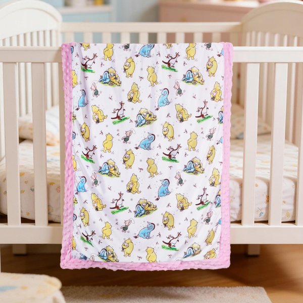 Personalized Classic Winnie the Pooh Soft Dot Blanket with Embroidered Name Nursery Bedding Decor Birthday Baby Shower Gift for Newborn New Mom
