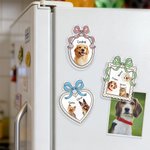Henkilökohtainen akvarelli 1-3 Lemmikkikuvat Bow Frame Akryyli Jääkaappi Magneetti nimi Home Decor Pet Party syntymäpäivälahja lemmikkieläinten omistajille Lovers
