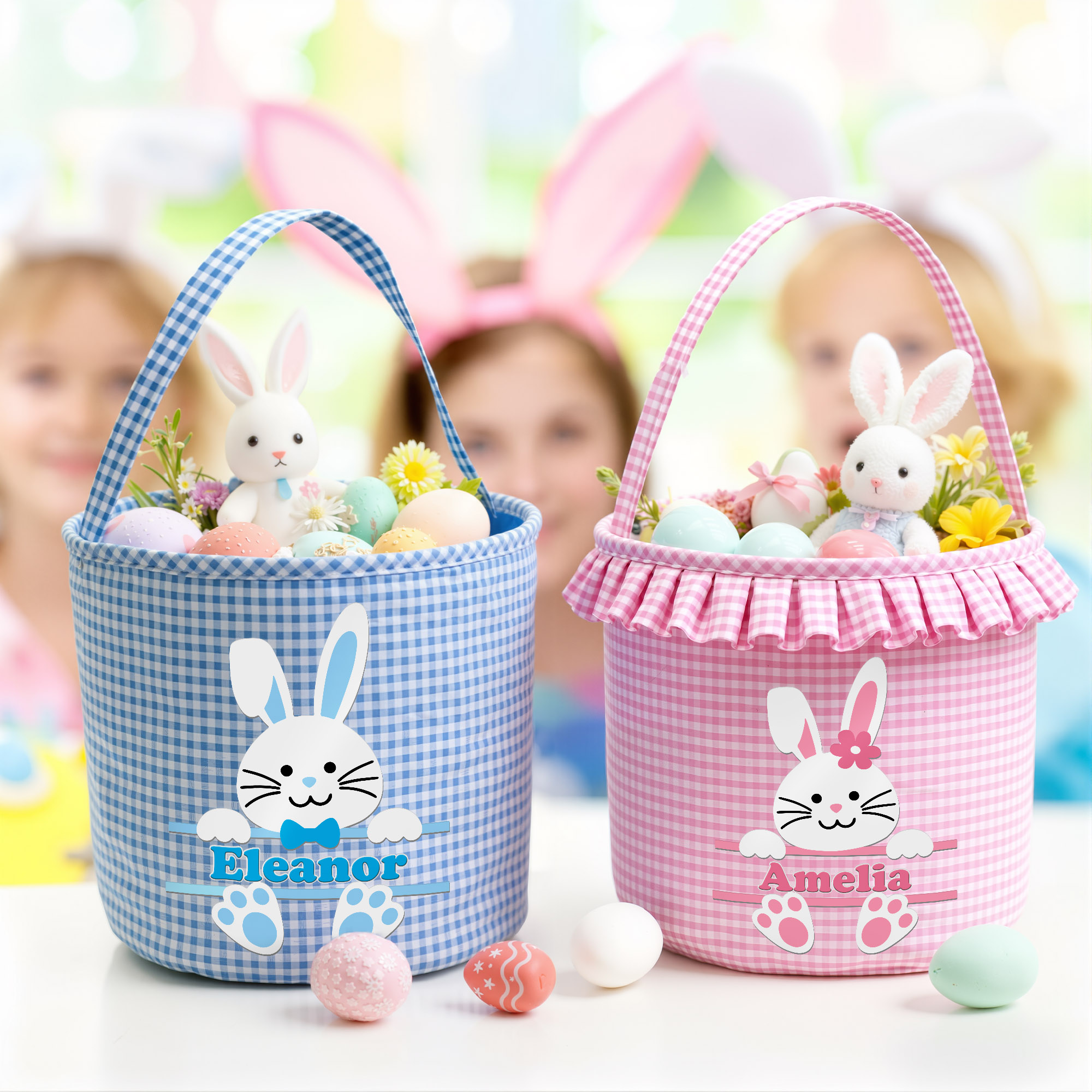 Panier de Pâques personnalisé avec nom Œufs de Pâques Chasse Cadeau de Pâques pour Garçons Filles