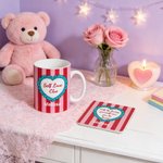 Personalized Self Love Clue Heart 11 oz 15 oz Ceramic Mug with Name and Coaster Valentine's Day Birthday Gift for Her Him