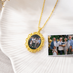 Personalized Photo Pendant Necklace with Engraved Text Dainty Jewelry Mother's Day Anniversary Birthday Gift for Women