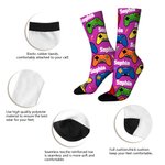 Personalised Multicolour Game Controller Mid-Calf Socks with Name Daily Use Birthday Gift for Game Lover Friend
