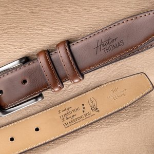 Personalised Initial Funny Men's Casual Buckle Leather Belt with Engraved Text and Name Birthday Valentine's Day Gift for Husband Boyfriend