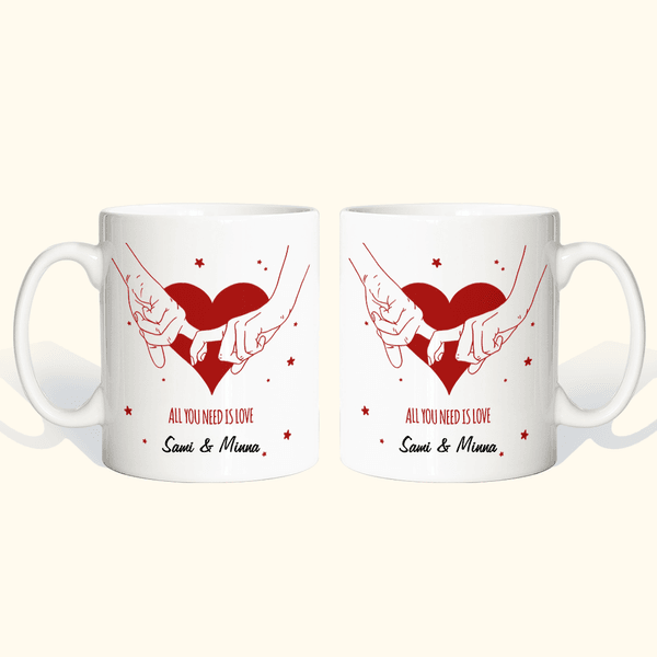 Personoitu pariskunnan kahvimukisetti täydellinen lahja ystävänpäiväksi tai merkkipäiväksi