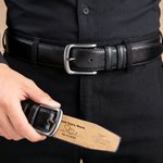 Personalized Initial Funny Men's Casual Buckle Leather Belt with Engraved Text and Name Birthday Valentine's Day Gift for Husband Boyfriend