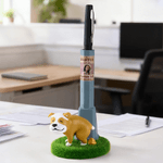 Personalized Spoof Dog Telephone Pole Pen Stand with Name Photo and Text Office Use Birthday Gift for Colleagues Friends