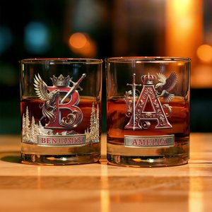 Personlig Eagle Crown Initial 10 oz Old Rock Whiskeyglas med namn Fars dag Födelsedagspresent för män