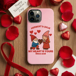 Personalised Cute Dwarf Couple Heart Rose TPU Phone Case with Name for iPhone Daily Use Valentine's Day Anniversary Gift for Couples