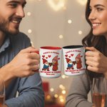 Personalized Cute Dwarf Couple Heart Rose 11 oz 15 oz Ceramic Mug with Name and Year Valentine's Day Anniversary Birthday Gift for Couple
