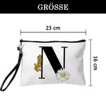 Personalisierte Tragetasche tragbare Kosmetiktasche mit Geburtsblume Namen und Initiale Reisezubehör Geburtstag Geschenk für Damen