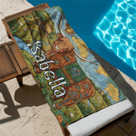 Personalized Bohemian Style Highland Cow Quick-Dry Oversized Beach Towel with Name Beach Party Daily Use Holiday Gift for Friends Women