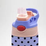 Personalized Polka Dot Cute Cartoon Black Girl Name 12 oz 16 oz Water Bottle with Straw and Handle Back to School Birthday Gift for Girls