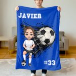 Manta suave personalizada con nombre número y personaje de dibujos animados regalo de cumpleaños y decoración para fanáticos del fútbol