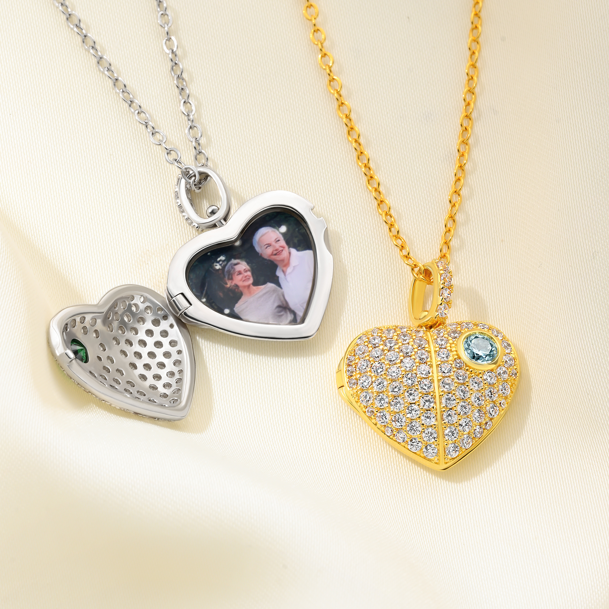 Collier avec pendentif en forme de coeur, personnalisé par une pierre de naissance. Cadeau d'anniversaire et de Saint-Valentin pour femmes.