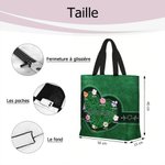 Sac Fourre-tout Imperméable Personnalisé avec 1-12 Noms Fleurs et Titre Cadeau Anniversaire Fête des Mères pour Femme Maman Grand-mère