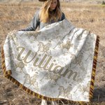 Personalizzato retrò occidentale Cowboy stile morbido Tassel Throw Blanket con nome Home Decor Compleanno Anniversario regalo per le donne Cowboy Lovers