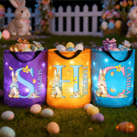 Personalized Cute Easter Bunny Letter LED Light Basket with Name Easter Gift for Kids  Family