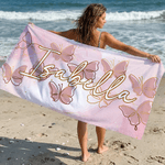 Toalla de playa de microfibra personalizada con nombre Mariposa de acuarela Secado rápido Esenciales de viaje Fiesta en la playa Regalo de cumpleaños para mujeres Amigos