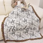Personalizzato retrò occidentale Cowboy stile morbido Tassel Throw Blanket con nome Home Decor Compleanno Anniversario regalo per le donne Cowboy Lovers