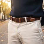 Cinturón elástico tejido personalizado con nombre e iniciales sin agujero regalo de cumpleaños y el Día del Padre para hombres