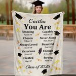 Personalized Graduation Cap Bible Chapter Soft Throw Blanket with Name and Year Home Decor Graduation Inspiring Gift for Christian Graduates