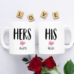 Personoitu pariskunnan kahvimukisetti täydellinen lahja ystävänpäiväksi tai merkkipäiväksi