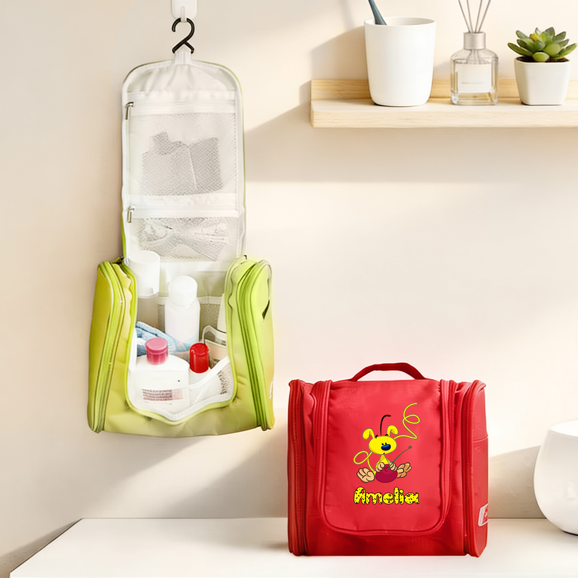 Trousse de toilette personnalisée avec nom et motif Marsupilami - Cadeau d'anniversaire pour les enfants | Callie × Marsupilami®