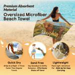 Personalized Bohemian Style Highland Cow Quick-Dry Oversized Beach Towel with Name Beach Party Daily Use Holiday Gift for Friends Women