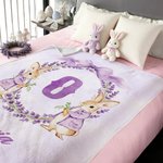 Gepersonaliseerde Waterverf Bunny Strik Krans Zachte Deken met Titel Naam en Voorletter Home Decor Pasen Verjaardagscadeau voor Kinderen
