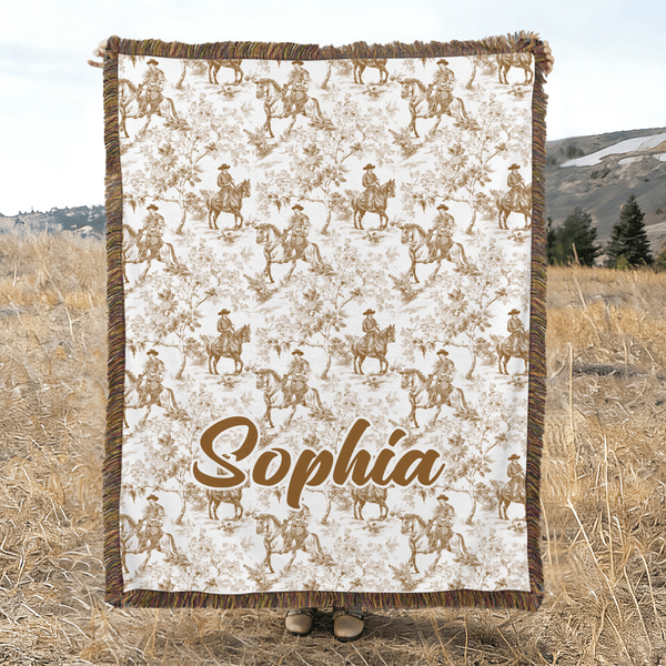 Personalizzato retrò occidentale Cowboy stile morbido Tassel Throw Blanket con nome Home Decor Compleanno Anniversario regalo per le donne Cowboy Lovers