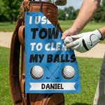 Personalised I Use This Towel Classic Quick Dry Waffle Golf Towel with Name and Carabiner Clip Golf Accessory Birthday Gift for Golf Player