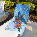 Personalized Multicolor Sea Turtle Flower Quick Dry Oversized Microfiber Beach Towel with Name Beach Party Holiday Gift for Family Friends