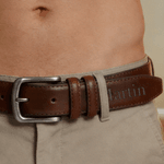 Personalised Engraved Heart Initial Man's Leather Groove Belt with Name Valentine's Day Birthday Gift for Man Boyfriend Husband