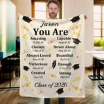 Personalized Graduation Cap Bible Chapter Soft Throw Blanket with Name and Year Home Decor Graduation Inspiring Gift for Christian Graduates