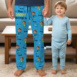 Gepersonaliseerde 1-12 gezichtsfoto's Eenvoudige kinder lijntekening pyjamabroek met naam en zakken Dagelijks dragen Verjaardagscadeau voor grootouders ouders familie