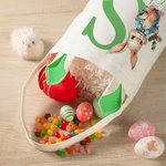 Personalized Cute Easter Bunny Birth Flower Reusable Basket with Name Initial and Bunny Ears Egg Hunting Party Easter Gift for Boys Girls