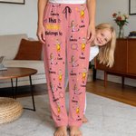 Gepersonaliseerde 1-12 gezichtsfoto's Eenvoudige kinder lijntekening pyjamabroek met naam en zakken Dagelijks dragen Verjaardagscadeau voor grootouders ouders familie
