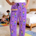 Gepersonaliseerde 1-12 gezichtsfoto's Eenvoudige kinder lijntekening pyjamabroek met naam en zakken Dagelijks dragen Verjaardagscadeau voor grootouders ouders familie