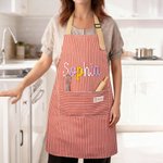 Tablier Réglable Multicolore Personnalisé avec Nom Fête de Barbecue Cadeau d'Anniversaire pour Cuisinier Famille et Amis