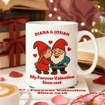 Personalized Cute Dwarf Couple Heart Rose 11 oz 15 oz Ceramic Mug with Name and Year Valentine's Day Anniversary Birthday Gift for Couple