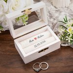 Personalisierte elegante hölzerne Ring Box mit Namen und schützende Ring Kissen Hochzeit Verlobung Keepsake Geschenk für Braut Bräutigam Paar